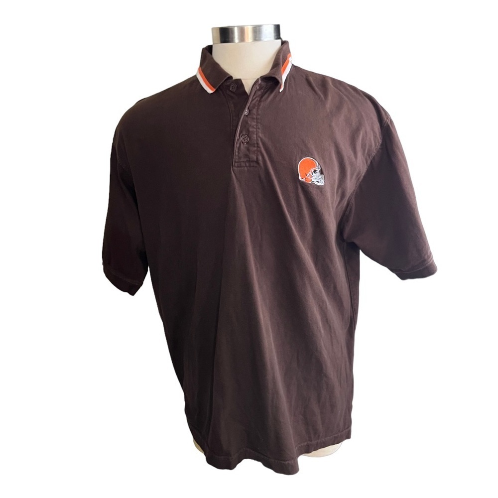 Vintage Puma x NFL Cleveland Browns Men Brown Orange Short Sleeve Polo Sz XL
